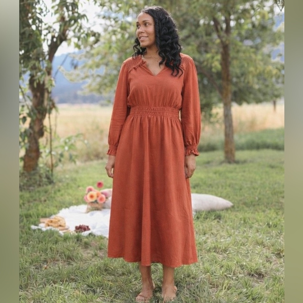 Burnt Orange Long Sleeve Dress